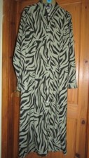 ladies soft fern/black animal print button through dress,cotton Traders,size 14