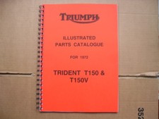 TRIUMPH T150 AND T150V TRIDENT  PARTS BOOK FOR 1972 MODELS