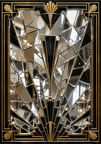 Art deco geometric mirror - geometric, wall