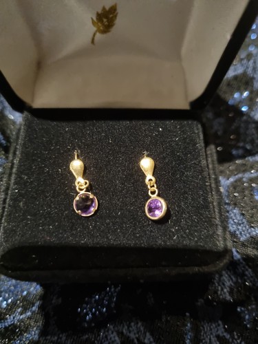 9ct yellow gold - drop, earrings