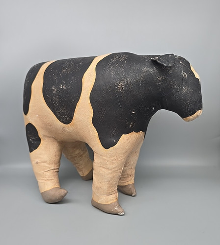 Vintage leather cow - cow, statue