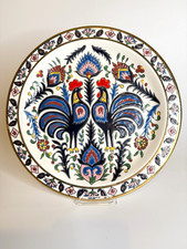 Stunning Hand Painted 24 K Gold Art Pottery Decorative Chicken / Rooster Plate 