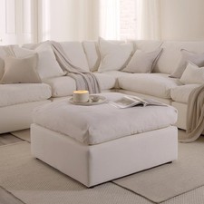 Dusk Cairo Vanilla Linen Feather Ottoman Pouffe RRP £249