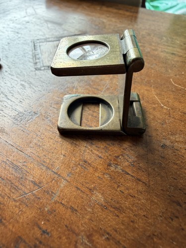 Vintage brass folding - brass, loupe