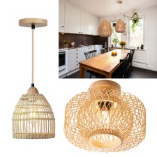 Bamboo Art Ceiling Lights Rattan Woven Lamp Shade Bohemian Chandelier Bedroom