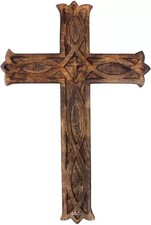 Rustic Wooden Wall Cross 25x15cm - Handmade Spiritual Home Decor Art