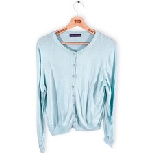 Ladies M&S Light Turquoise Button Down Cardigan Top Size 16