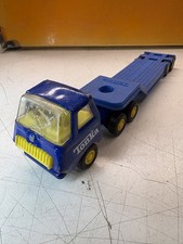 Tonka truck and low loader trailer. Blue. Vintage Collectable Toy.