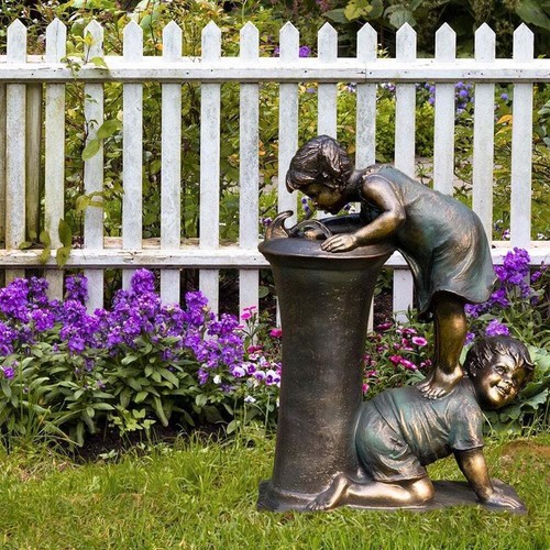 Boys girls garden statue - girls,