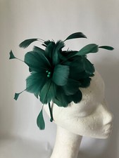 Emerald feather fascinator for - emerald,