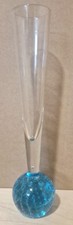 10" Art Glass Bud Vase Aqua