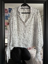 Topshop White & Black Polka Dot Blouse – Never Worn – Size 14 Office Siren