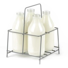 4 Milk Bottle Holder Tidy Crate Rack Carry Carrier Doorstep Store Jug Caddy Pint