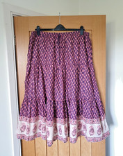 Monsoon 70s vtg style Indian cotton midi skirt hippy ethnic arty 16 18 l xl xxl