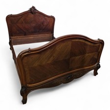 French double bed - Antique style carved walnut arched bed frame