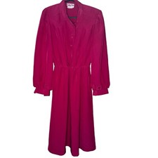 Vintage 80s Dress Size UK 6 / US 2 Long Sleeve Midi Shoulder Pads Cathy Sue 