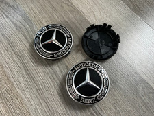 Mercedes-Benz Black Emblem Alloy Wheel Centre Cap A22240022009040 -Genuine, 75MM
