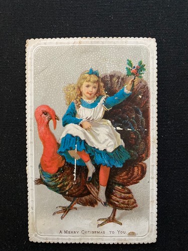 Victorian christmas card - card, girl