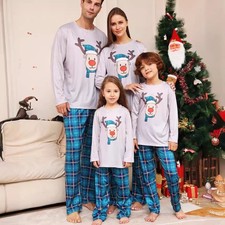 UK Family Matching Christmas Pyjamas Adult Kids Xmas Nightwear Pajamas Pjs Set