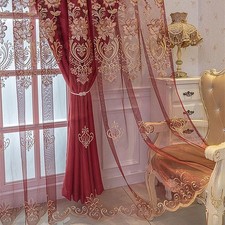 Amidoudou 1 PANEL ONLY European Double Layer Curtains with Valance (Red,66 x 96)