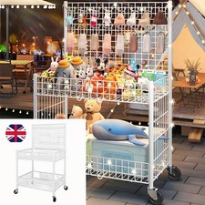 Grid Retail Display Rack Shelf Merchandiser Foldable&Portability 3Tiers 10 Hooks