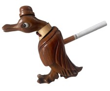 IMCO Vintage Novelty Austrian Carved Wood Duck Spirit Lighter Cigarette Holder