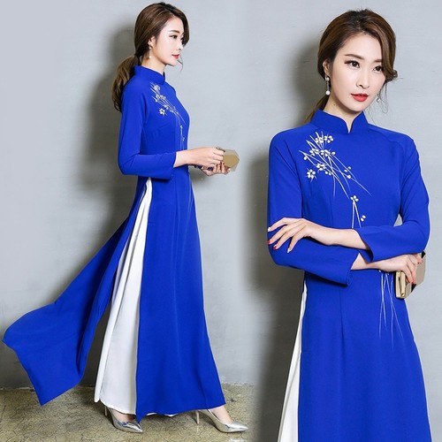 Lady floral long dress - lady, chinese
