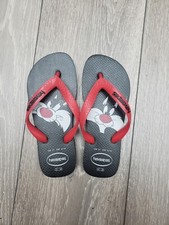 Havaianas Flip Flops Looney Tunes Black Sylvester Beach Sliders UK 1.5.
