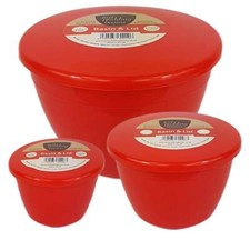 Pudding Basins with Lids Red