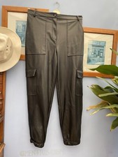 Topshop Black PVC Faux Leather Look Trousers Size 12