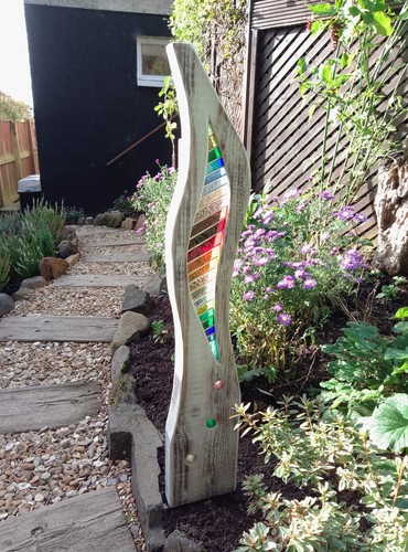 Stained glass garden sculpture - garden,