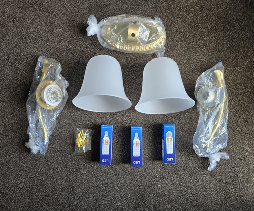 Gold wall light pair - wall,