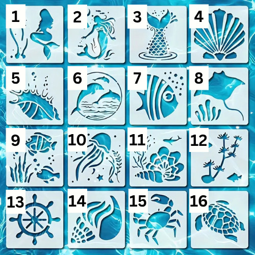 Sea themed stencils - sea,