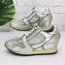 ASH LIMITED Wedge Sneakers Women's US 6/37 Dean Metal Silver Leather Lace Up