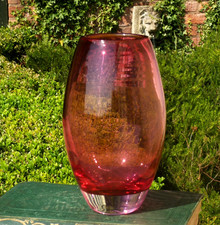 Cranberry glass vase - cranberry,