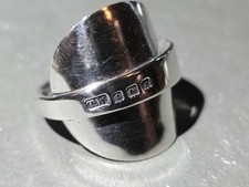 SS478 (V) - Plain & Simple Solid Silver Hallmark Spoon Ring