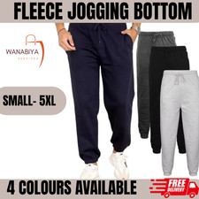 Mens Fleece Jogging Bottoms Elasticated Joggers Cuffed Track Gym Pants Trousers