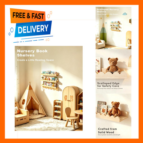 Nursery wall shelves with - nursery,