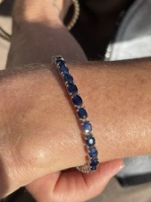 Silver Sapphire Tennis Bracelet 11.1 Grams