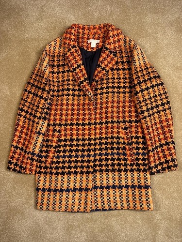 Tweed coat orange navy - orange,
