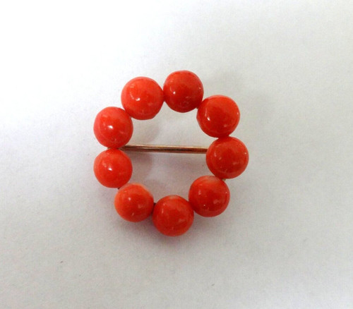 Antique round coral and 9ct - round,