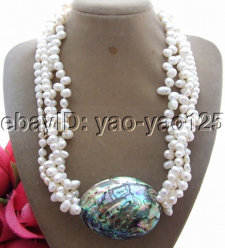 4strds white pearl necklace - 4strds,
