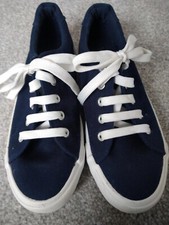 NEW LOOK Womans Navy 915 Canvas Shoes with White Sole Band & Rubber Sole_Size5