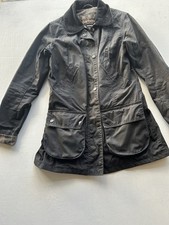 Barbour Women's Jacket Size 10 Stratton Black Tartan Lined Excellent Condition