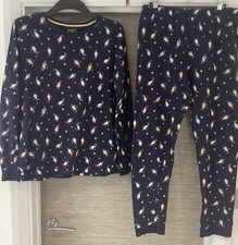M&S GIRLS PJs 15-16 Yrs Navy PENGUINS Ladies M&S Small Christmas Pyjamas Winter