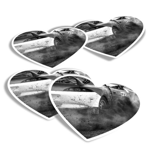 Heart stickers car - 4x, bw