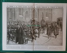 Cologne Germany Scots Guards Pipers World War One WW1 - 1919 Cutting / Pullout