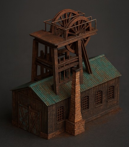 Mine pit top model - model, railway