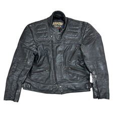 Sportex Maxx Leather Biker Jacket Padded Vintage 90s Black Mens Medium 46