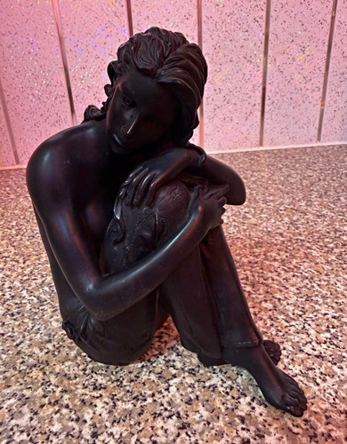 Modern black resin female nude - black,